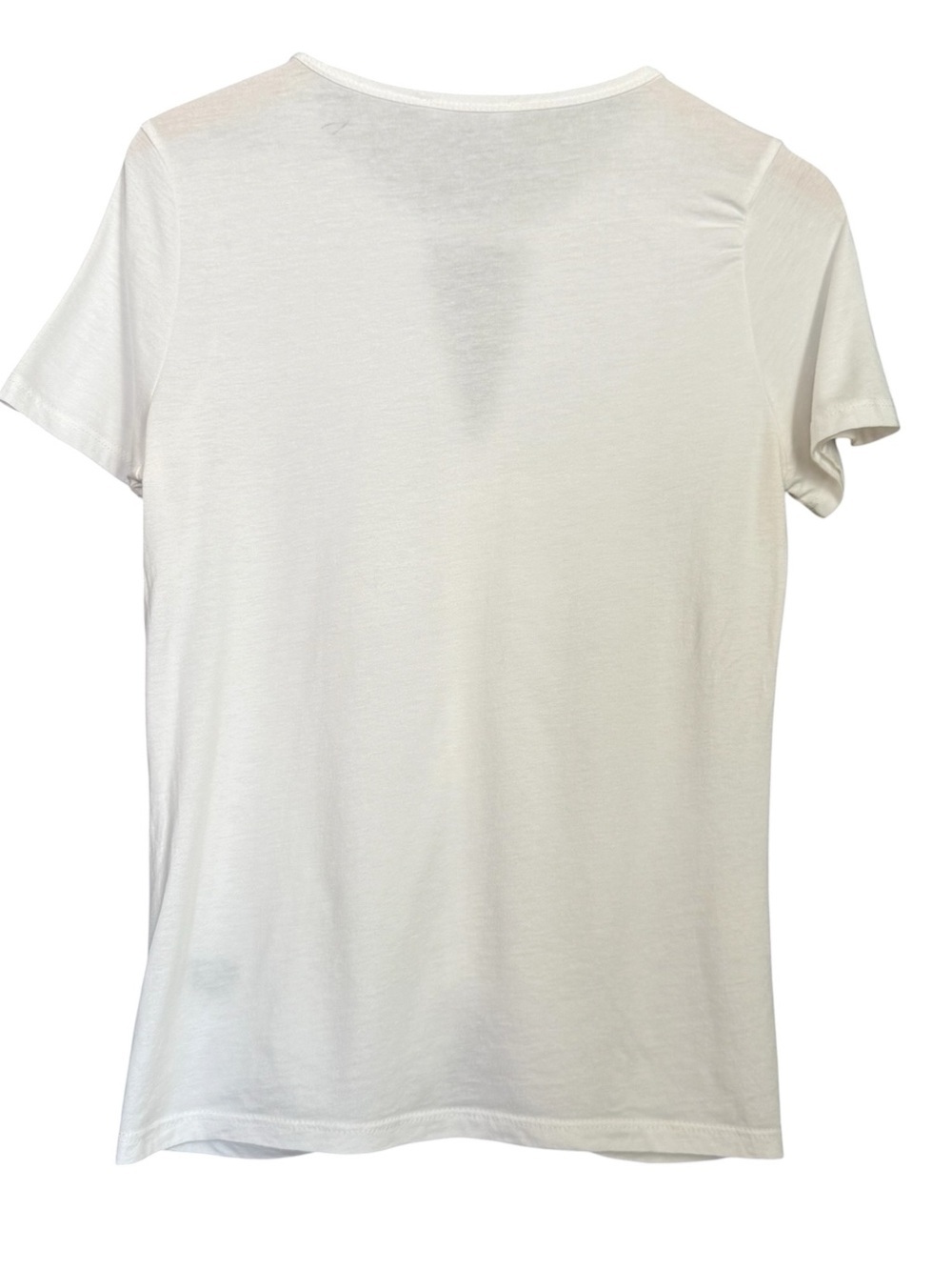 Boston Proper White Ruched Front Short Sleeve Keyhole Tee - Picture 6 of 9